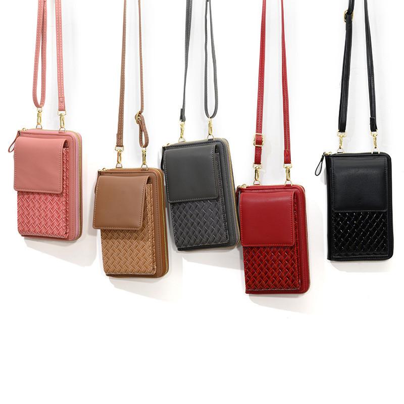 IELGY Ladies Solid Color Woven Pattern Messenger Bag with Large Capacity
