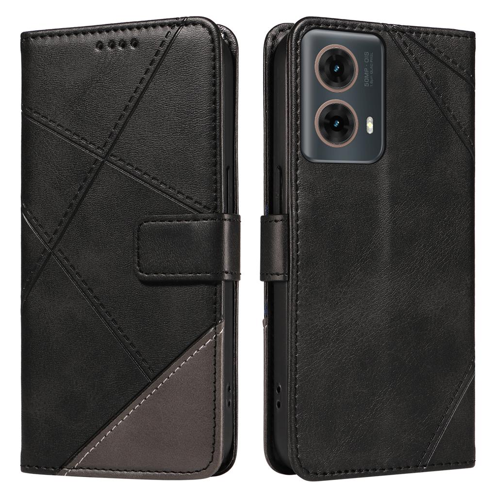 For Motorola Moto G85 5G/S50 Neo 5G Case Leather Geometric Line Wallet Phone Cover with Wrist Strap