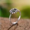 New Simple Personality Small Daisy Flower 925 Sterling Silver Jewelry Sunflower Retro Thai Silver Exquisite Opening Rings TYB453