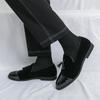 Men Loafers Leather Individuality Formal Business Shoes Coffee Slip On Flats Wedding Dress Prom Shoes Over Sized