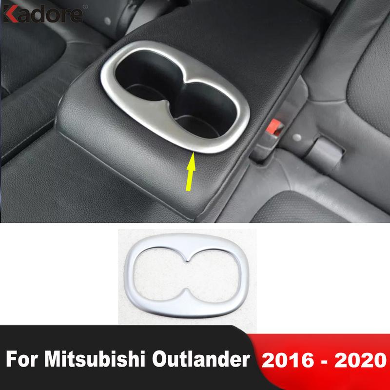 Car Rear Seat Water Cup Holder Frame Cover Trim For Mitsubishi Outlander 2016 2017 2018   Matte Interior Accessories