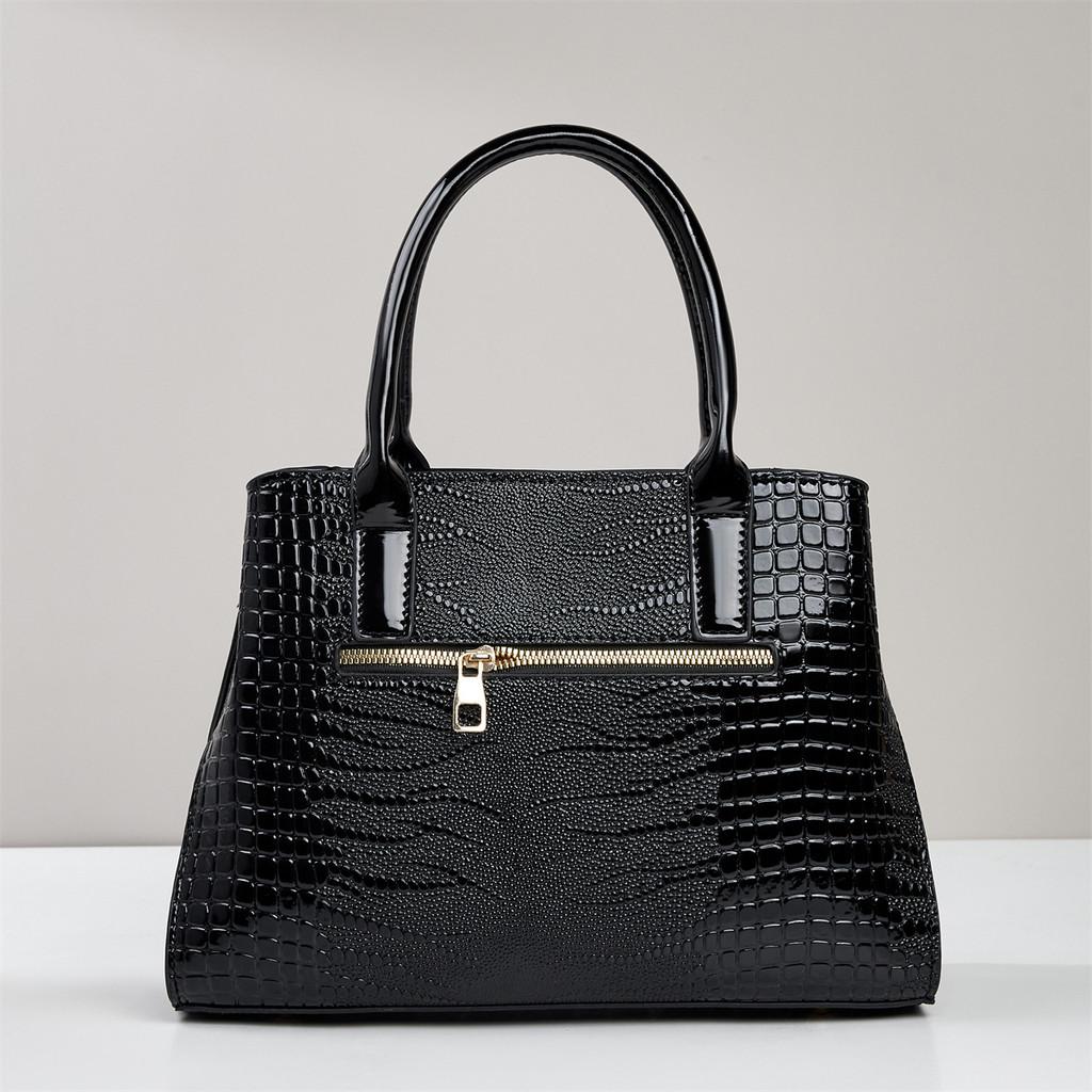 Large Pu Tote Bag With Crocodile Embossing For Daily Commuting And Casual Wear