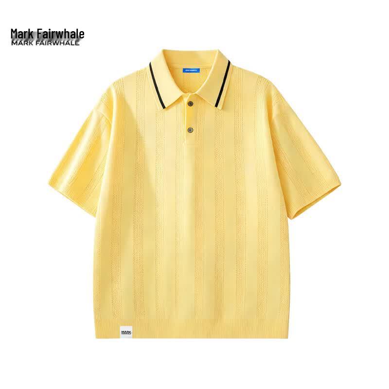 

MARK FAIRWHALE Men s Drop Shoulder Hollow-Out Polo Shirt 2XL