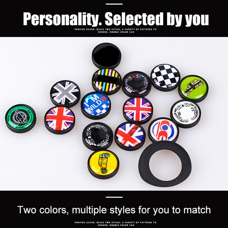 One-button Start Button Car Decoration Sticker Silver And Black Metal Material Epoxy Pattern For MINI COOPER R55 R56 R60 R61