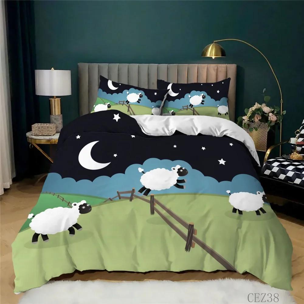 Comforter Animal Cartoon Bedding Set Twin Size 3 Pcs Ropa De Cama Cute Sheep Home Textile Bed Comforter Set Dropshiping