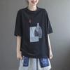 T-shirt for Women Summer Cotton Pullover Shirt Soft Loose Printed Casual Comfortable Short-sleeved Top