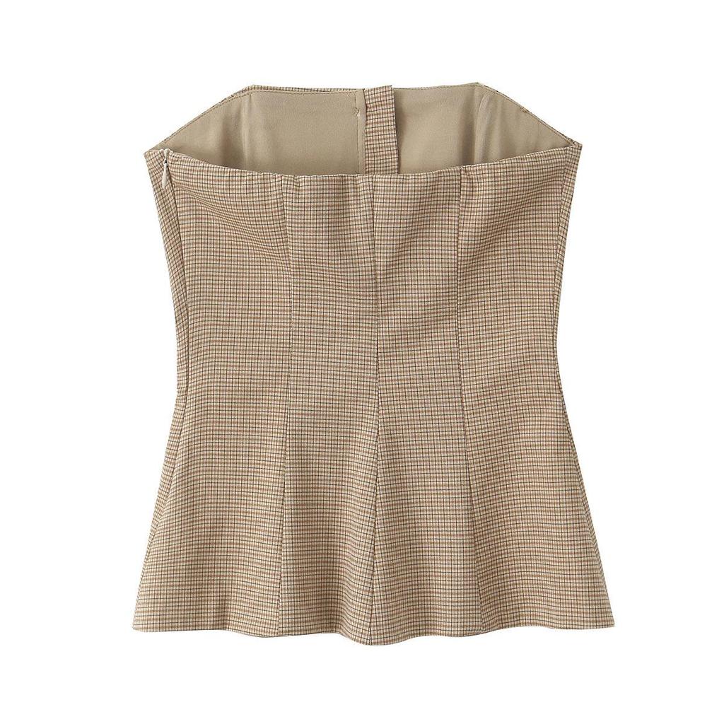 2025 Spring Women's Strapless Top & Shorts Set with Slim-Fit Vest & Midi Skirt