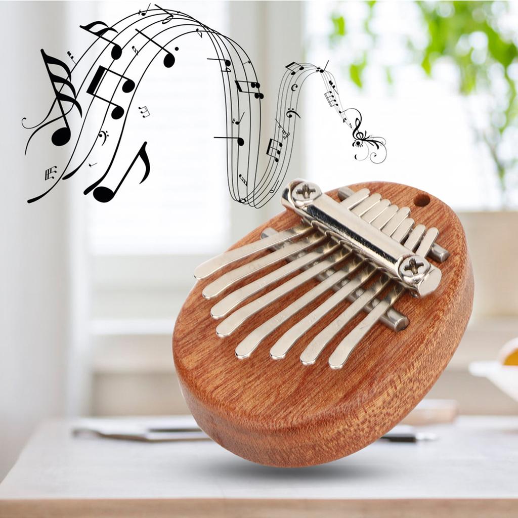 Thumb Piano 8 Keys Mini Portable Acrylic Material Decoration Gift Musical InstrumentOval Crude Wood