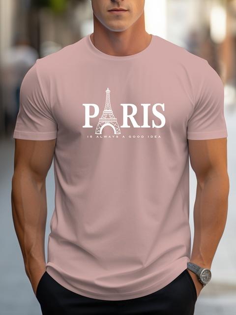 Tricou pentru bărbați de vară, mânecă scurtă, imprimeu cu model Paris, ocazional, cu gâtul O, pulover supradimensionat, îmbrăcăminte de stradă, îmbrăcăminte pentru bărbați, tricouri