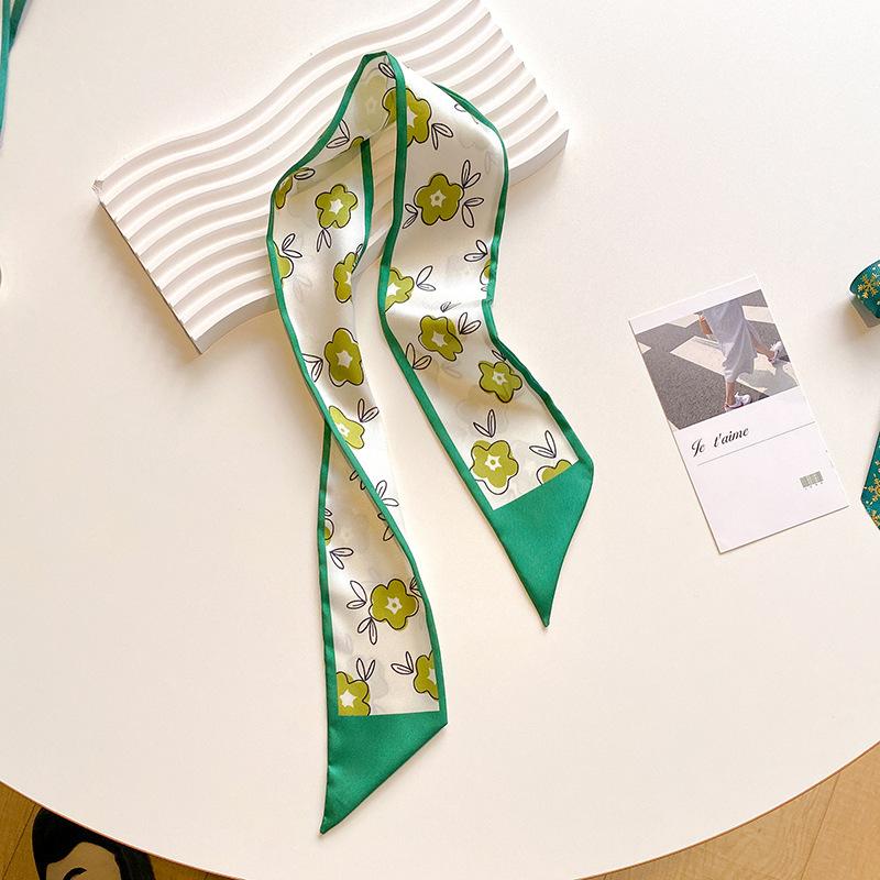 1116 new small long silk scarf women's tied bag handle with streamer simulation silk scarf silk scarf headband
