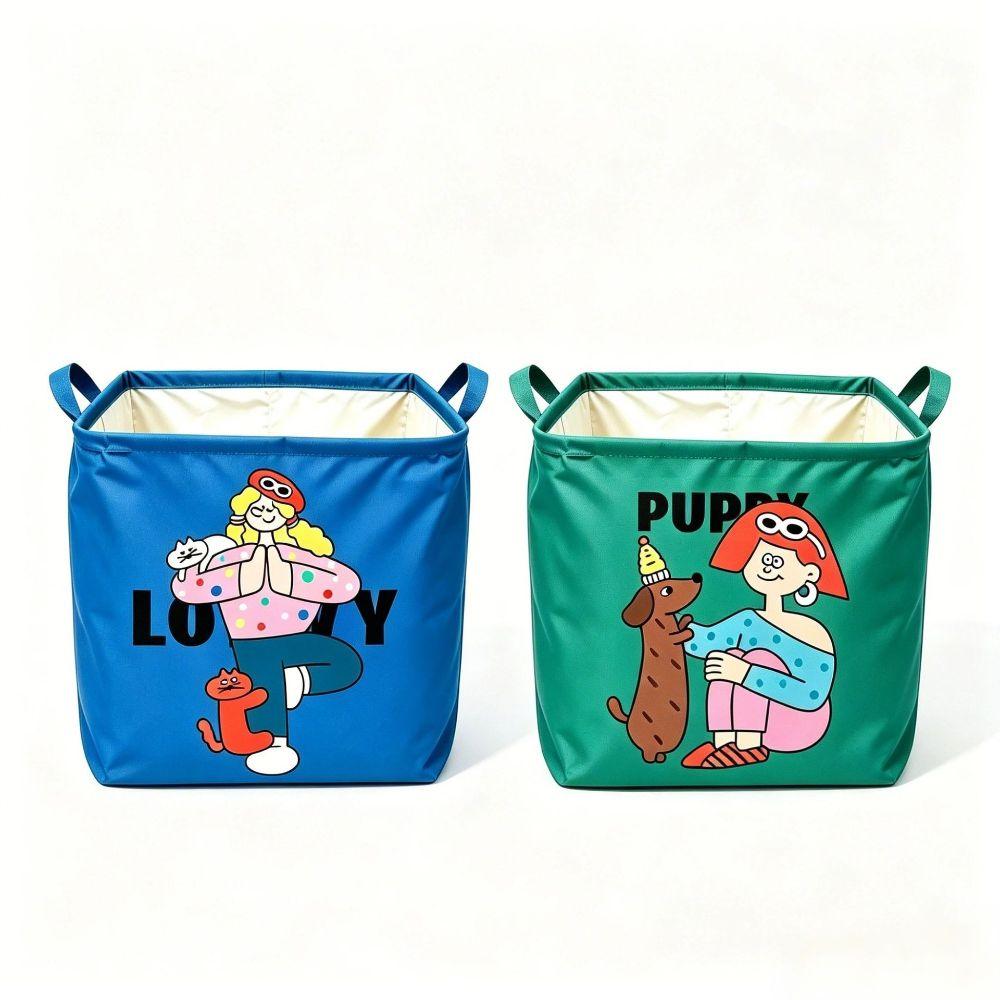 Waterproof Laundry Hamper Cartoon Print Toy Organizer New Foldable Storage Basket Dorm