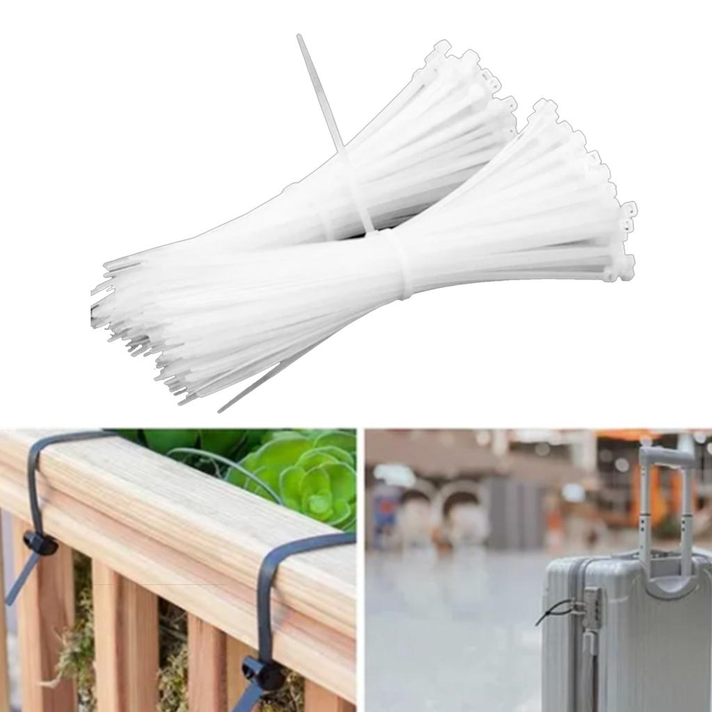 1000Pcs Cable Ties Pa66 Nylon Self Lock Strong Locking Force Heavy Duty Cable Ties White