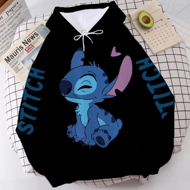 

Disney Hoodie Fashion Stitch Angel Monster Letter Cartoon Sweatshirt Pullover Cute Harajuku Unisex Women s Pocket Top S