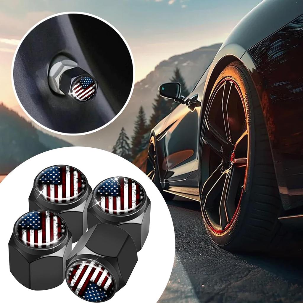 Tire Valve Stem Caps 4 Pack, Car Wheel Stem Caps,Aluminum Air Valve Covers Universal Fit for Cars, SUVs,Trucks, Bikes, and Motorcycles(Vintage n