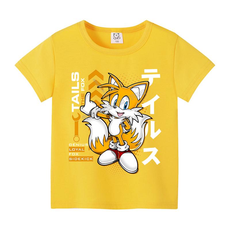 Sonics Anime T-shirt for Children New Round Collar Clothing Kid Short Sleeve Cartoon Partern Clothes Fashion Sunmer Tee Top Gift