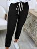 2025 Women's Solid Color Tie-Waist Cuffed Long Pants - Versatile European & American Style