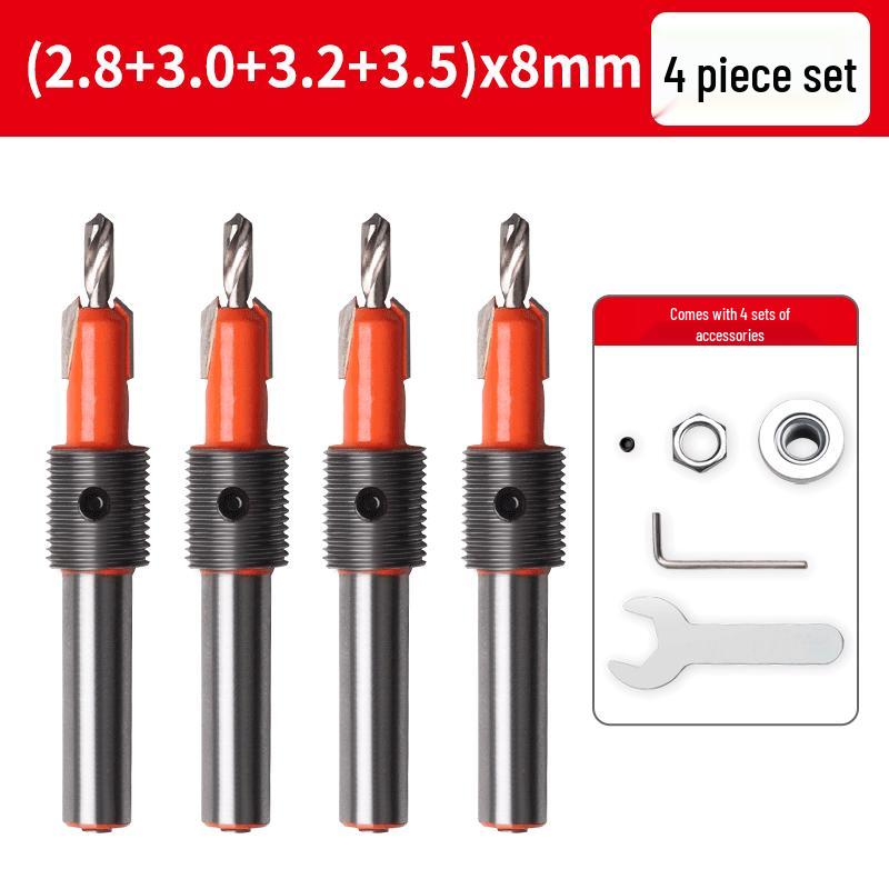 Stepped Woodworking Countersink Drill Bit with Depth Stop and Locator