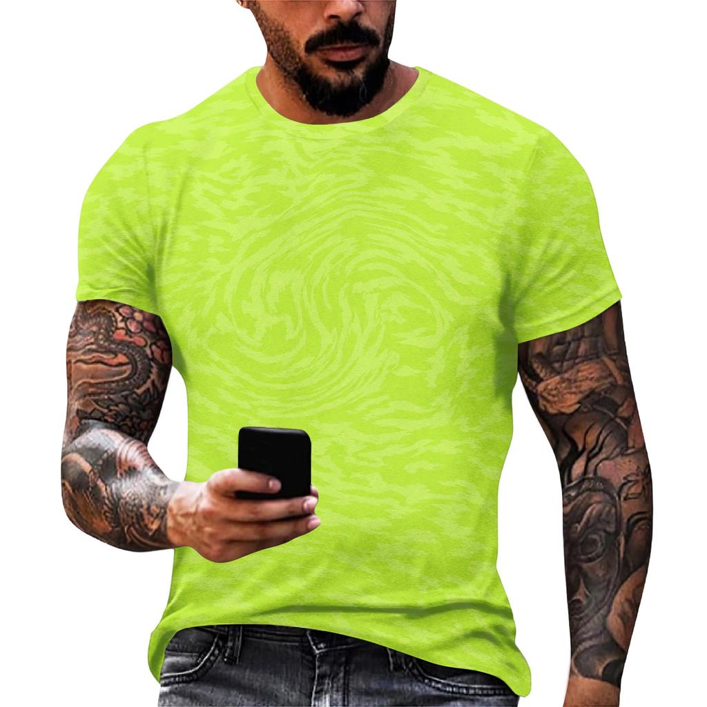 Herren Lockere Passform Lässiges Kurzarm-T-Shirt Leicht Atmungsaktiv Rundhalsausschnitt Bedrucktes T-Shirt für den Alltag