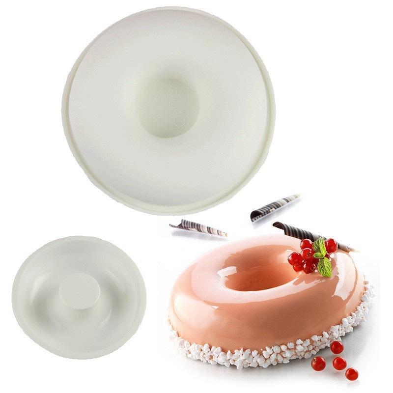 1 Pc Large Round Donut Silicone Mousse Mold Circle Sandwich Western Pastry Chiffon Cake Mold Baking Mold