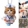 Whimsical Nurse Feline Acrylic Car Hanging Ornament Reusable Motorcycle Decoration For Christmas And Winter Party Themes