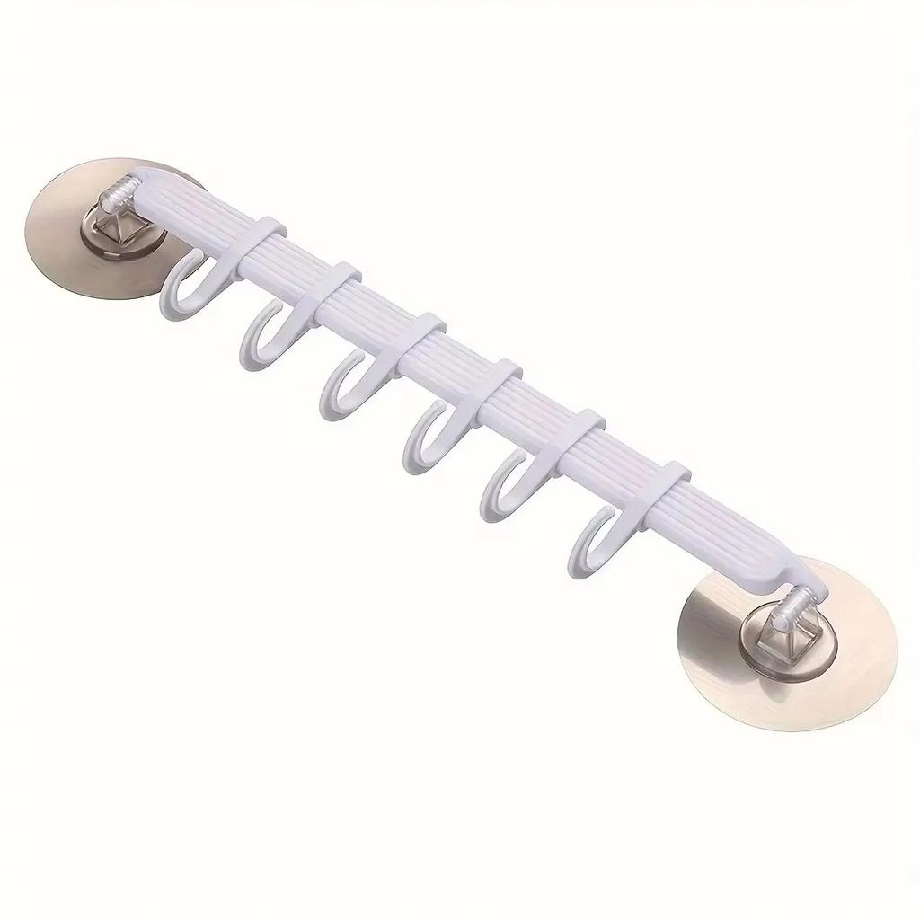 1Pc Multi-Purpose 6 Hooks Blue/White Suction Cup Type Hook 6 Rows Kitchen Bathroom Corner Suspension Without Marks Hanger Hook