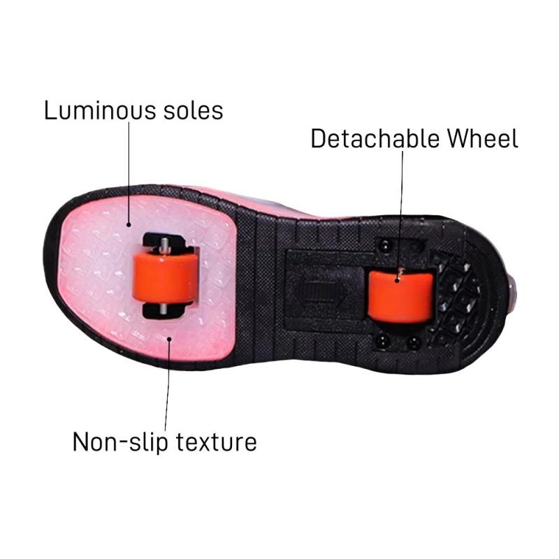 LED Children's Skates with 2 Wheels, Removable Inline Skates, Professional Boys and Girls with Wheels Sports Shoes