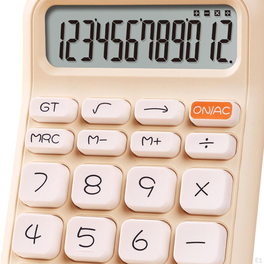 Handheld Mute Mechanical Calculator 12 Digits 14.8x9.3cm Ergonomic 18 Degree Tilt Screen for Office