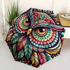 1pc Owl Mandala Automatic Open/Close Umbrella with Windproof, Functional Design, 8-Rib Sturdy Canopy