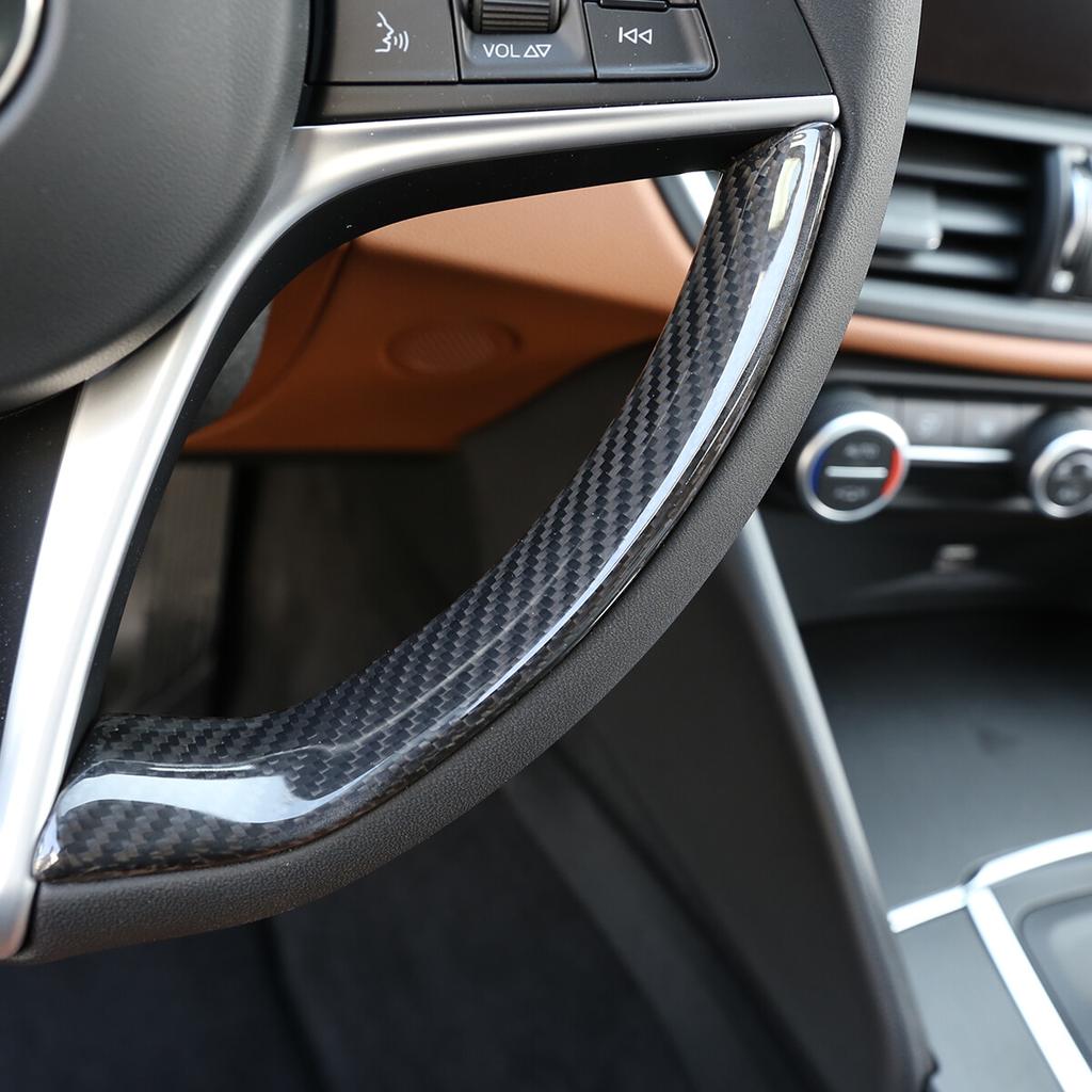 Real Carbon Fiber Steering Wheel Trim For Alfa Romeo Giulia Stelvio 2017-