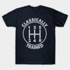 Men Black Print T-shirt Classically Trained In The 80S No-Cut Transfer Paper Print Cotton Tshirt