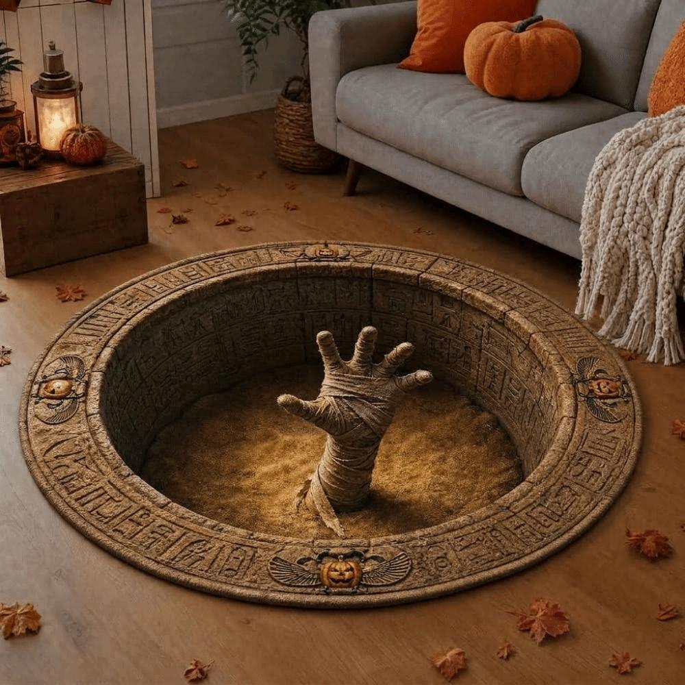 3D Special-shaped Round Carpet Crystal Velvet Optical Illusion Rug Floor Mat Living Room Decor