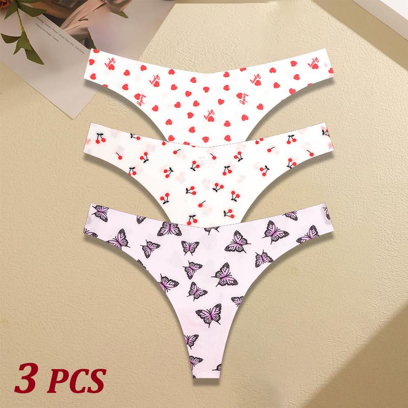

3 шт. Ультратонкое нижнее белье для женщин Сексуальные бесшовные стринги с графическим принтом Женское эластичное леопардовое интимное комфортное белье S-XL XL&3pcs