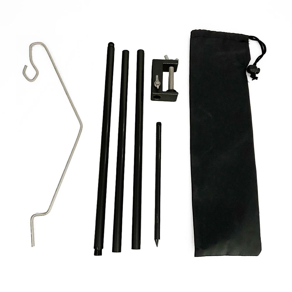 Support de Fixation Pliable pour Lampe de Camping Support Poteau Suspendu en Alliage d'Aluminium Support de Sol/Bureau pour Camping Pêche Pique-nique BBQ