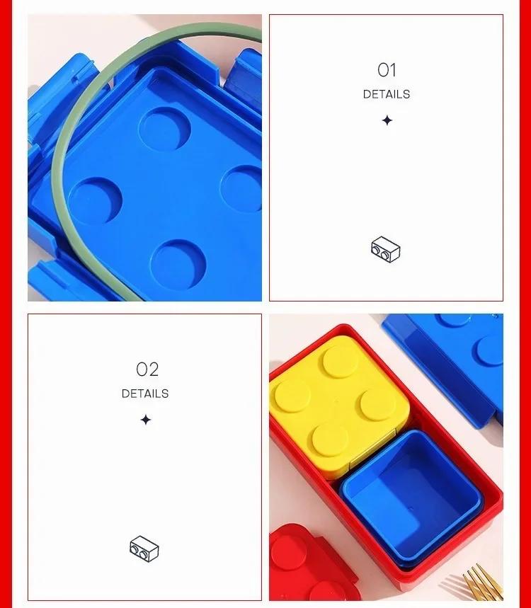 Mattoncini da Costruzione Fai da Te per Bambini Lunch Box Divertente Contenitore per Alimenti Bento Set di Stoviglie per Bambini Accessori da Cucina