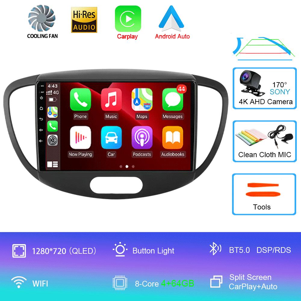 Android 14 Carplay Auto Car Radio For Hyundai I10 2007 - 2013 GPS Recorder Multimedia Video Player 4G+WiFi DSP