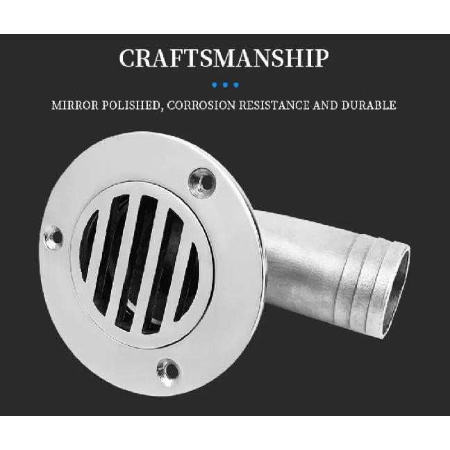Removable Floor Deck Cockpit Drain 316 Stainless Steel Scupper Curved Floor Drain 32MM/38MM Marine Hardware