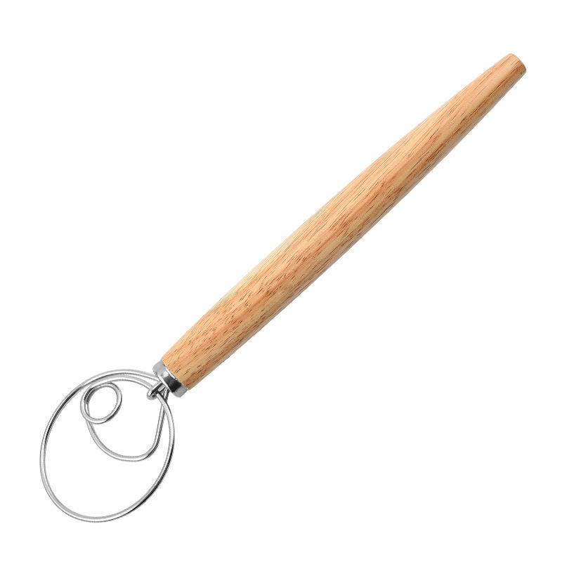 10inch Danish Dough Whisk Stainless Steel Dutch Style Bread Dough Hand Mixer Wooden Handle Kitchen Baking Tools Artisian Blender