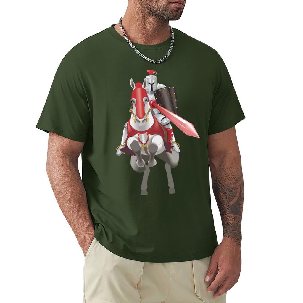 Medieval Knight In Armor On Horse T-Shirt Summer Tops Animal Prinfor Boys New Edition Fruit Of The Loom Mens T Shirts