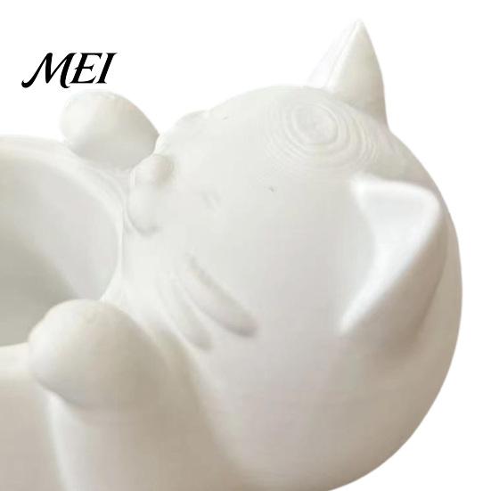 Desktop Cat Statue 3D Fortune Desk Storage Box, Cute Money Jewelry Organizer Creative Gift for Girls Rings, Mini Planter Home Decor Figurine,
