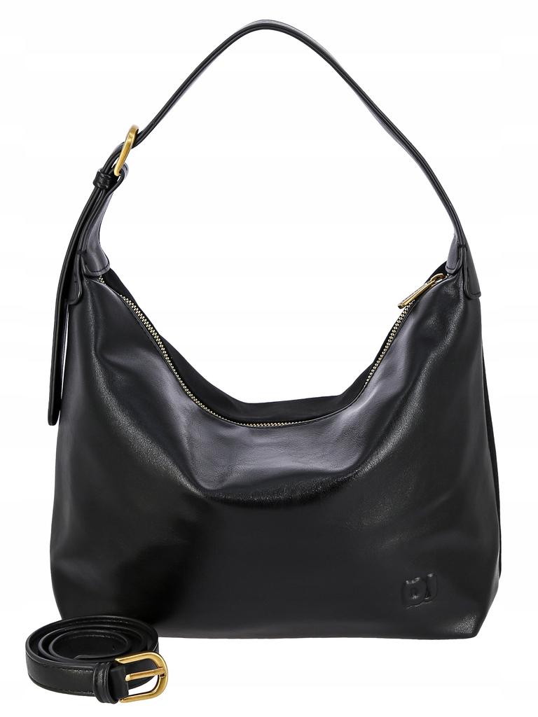 David Jones women's shoulder bag, black eco-leather