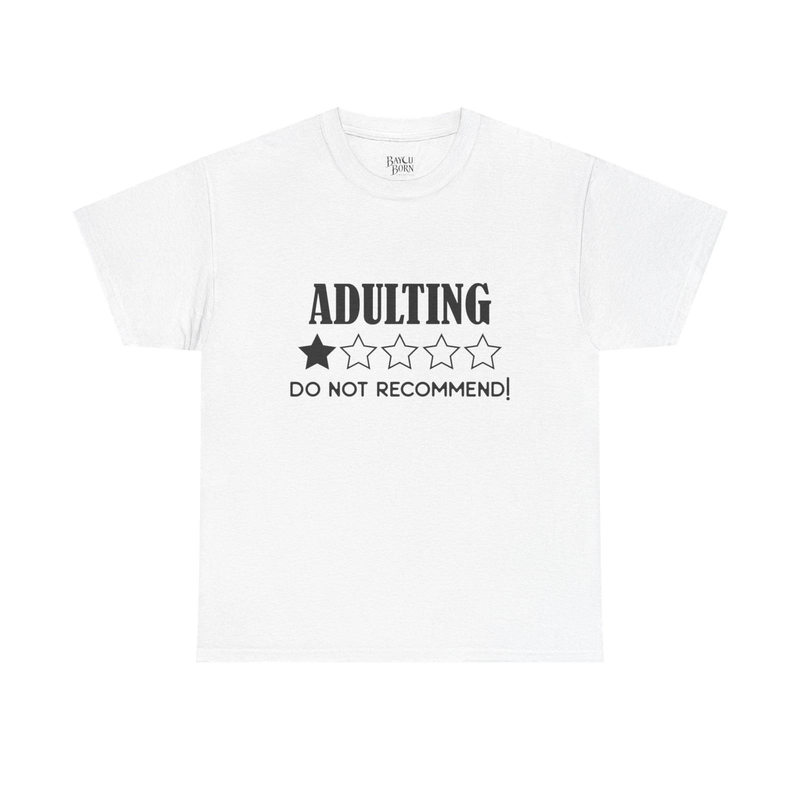 Adulting 1-Star Do Not Recommend T-Shirt | Funny Sarcastic Tee M