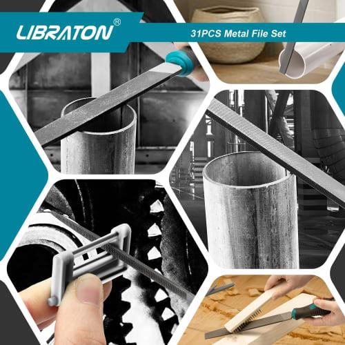 LIBRATON 31-Piece File Set: Includes Iron Files, Flat, Round, Semi-Round, and Triangular Files, As Well As Diamond Files, Fine and Medium Grits, for M