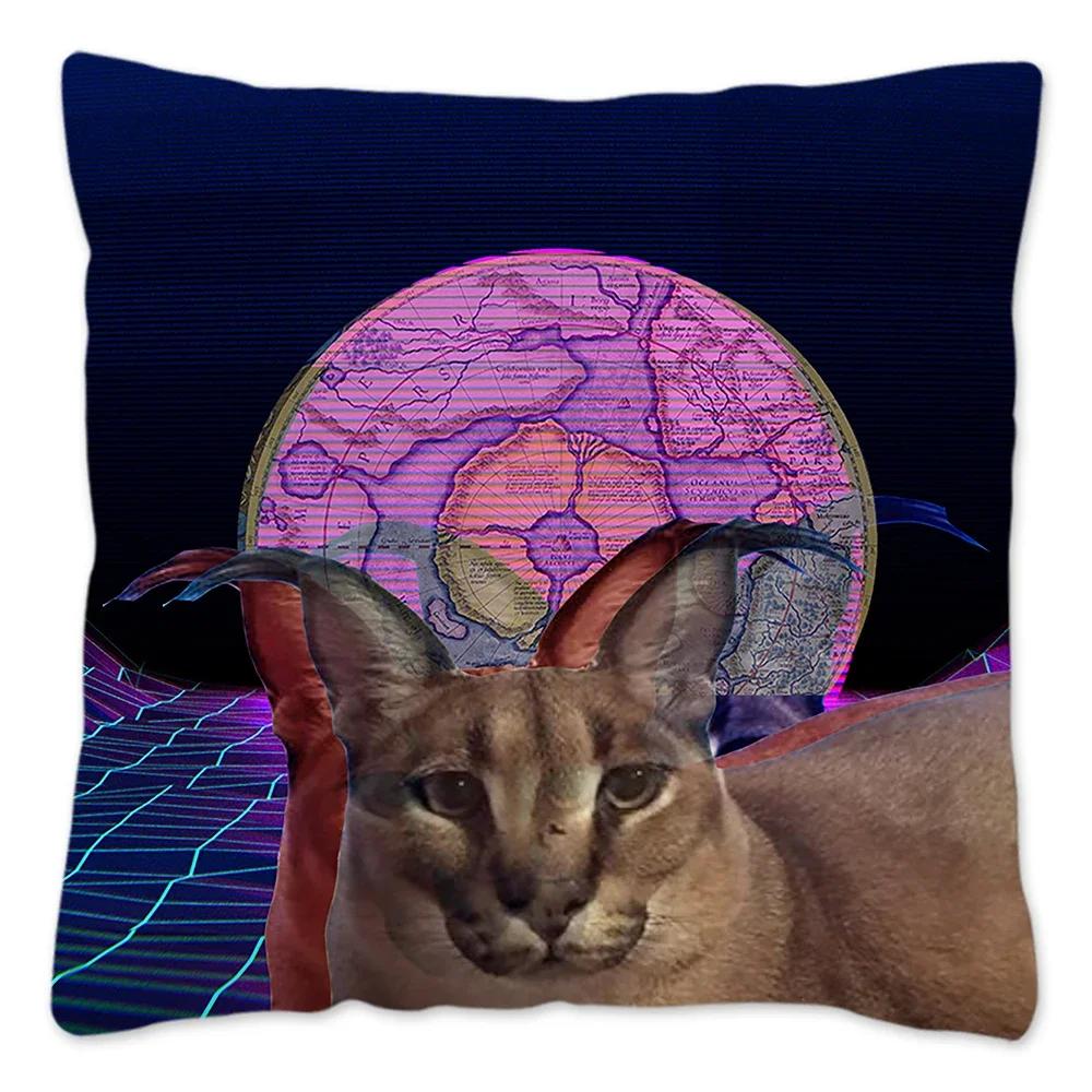 Capa de Almofada Meme Fofo Floppa 40x40 Decoração de Casa Dakimakura Engraçada Gato Caracal Capa de Almofada para Sala de Estar Housse De Coussin