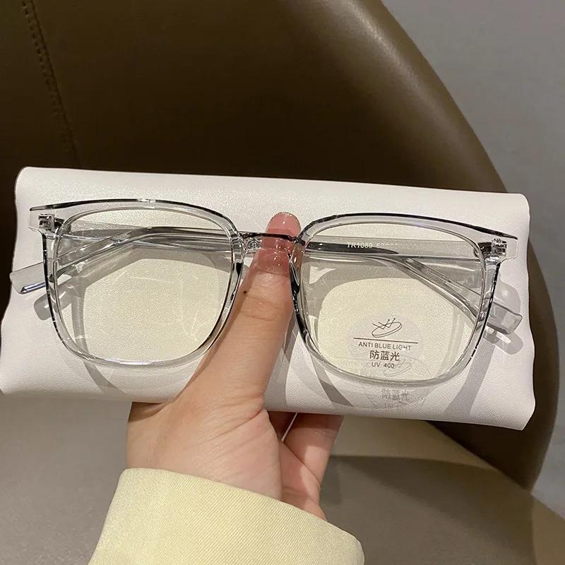 

Очки для близорукости в черной оправе, модная большая квадратная оправа, анти-синее излучение, очки для близорукости, сверхлегкие очки унисекс 0