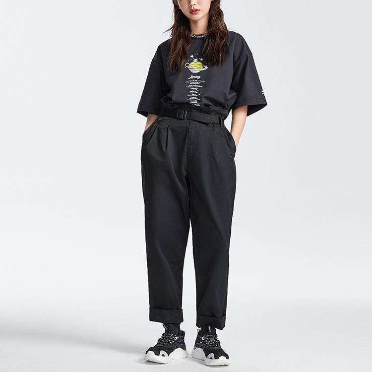 Li Ning Sports Fashion Series Straight Leg Casual Sports Pants Women Pants Black AKXR080-2