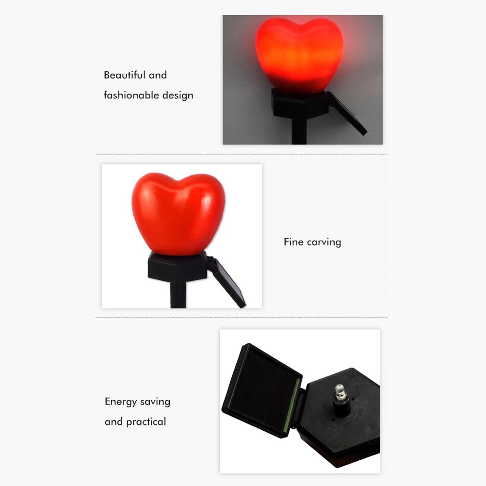 Outdoor Solar Garden Stake Lights Waterproof Solar Red Heart Shaped Pathway Lamps Landscape Lamp