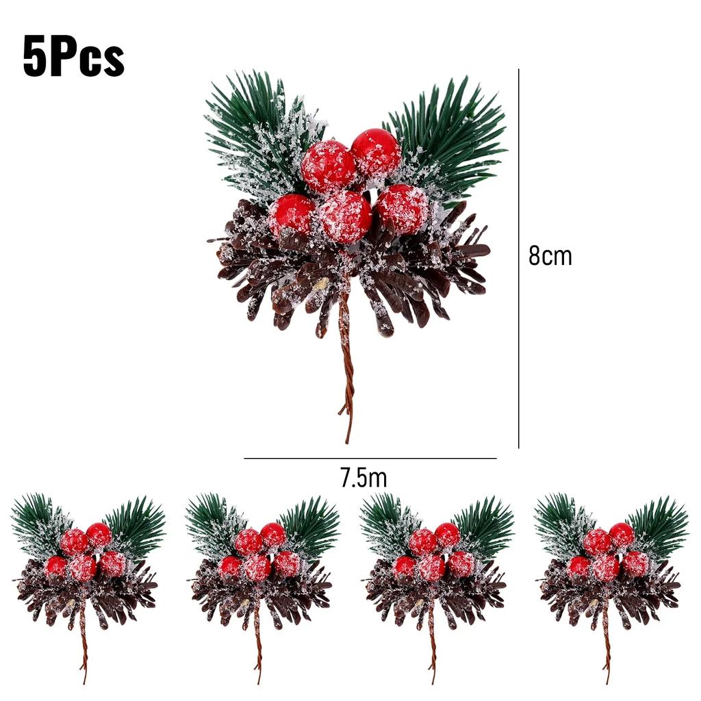 Artificial Pinecone Berry Pine Needle Branch Christmas Simulation Plant DIY Garland Gift Decoration Christmas Party Decoration