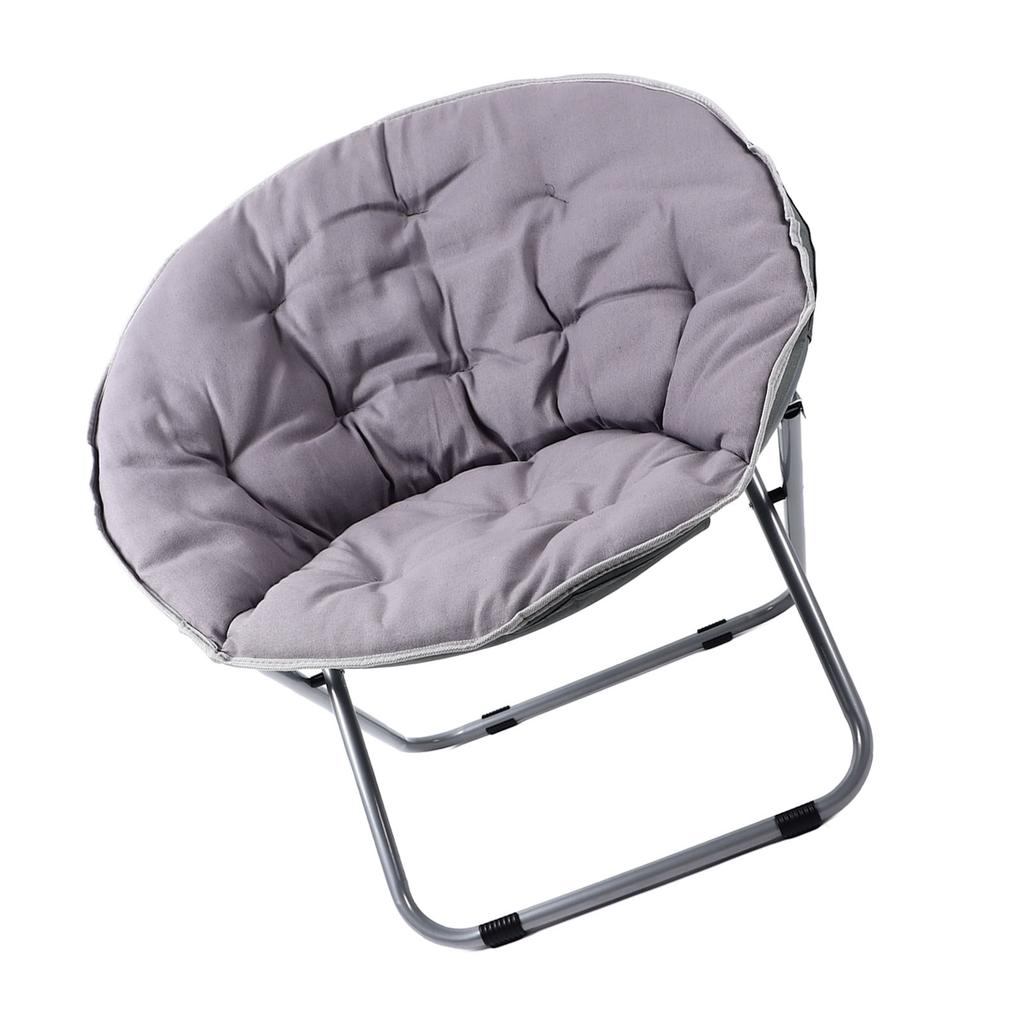 Saucer Chair Metal Frame Gray Comfortable Ergonomics Foldable Cozy Chair for Living Room Gift