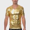 Men's Summer Slim Trendy Short-Sleeve Shiny T-Shirt for Nightclubs