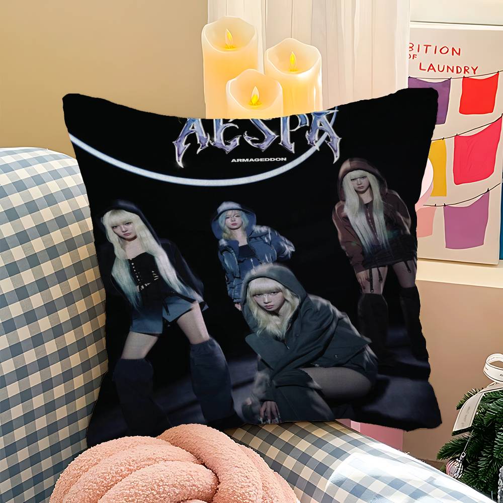 Kpop A-Aespa Pillow Cover Sofa Cushion Cover Home Room Decoration Children Gift